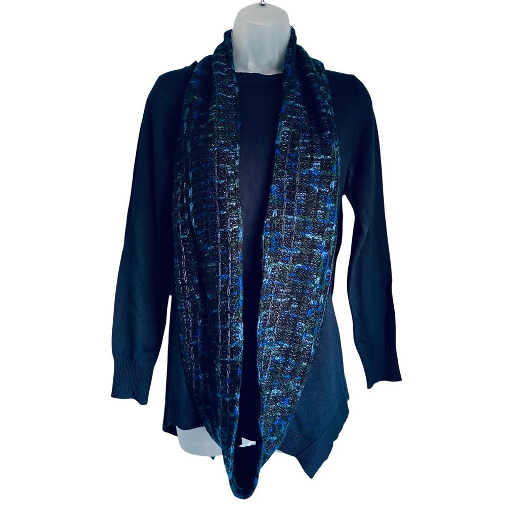 89th & Madison Sweater Small Navy Blue 2-in-1 Detachable Infinity Scarf Knit Top